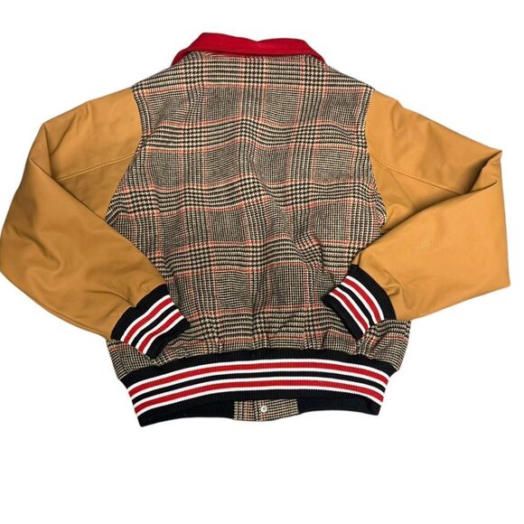 🔥 NWT FIRST ROW GLENCHECK LETTERMAN VARSITY retro plaid JACKET size small - Picture 4 of 10